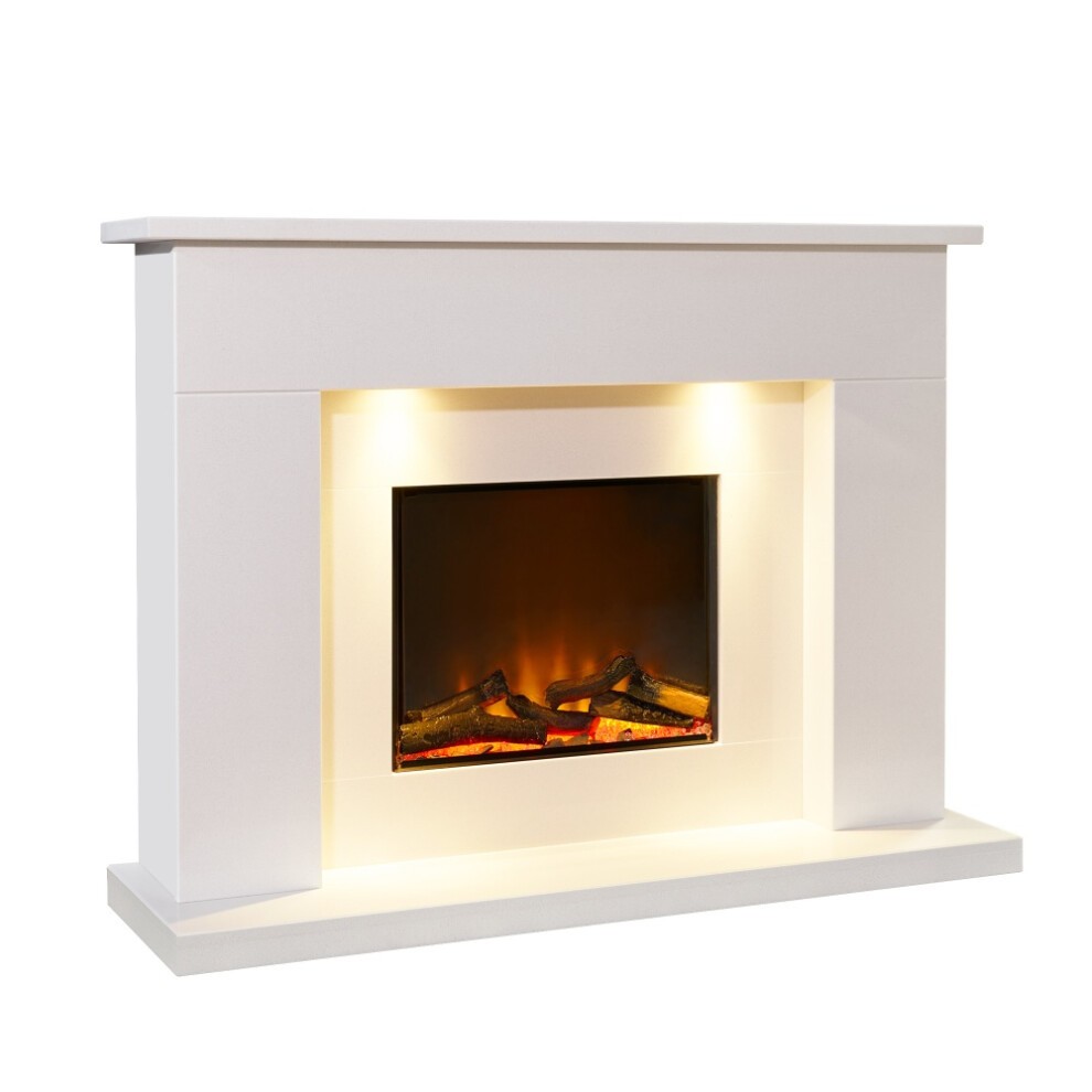 Acantha Minnesota White Marble Electric Fireplace Suite 50 inch - image 5