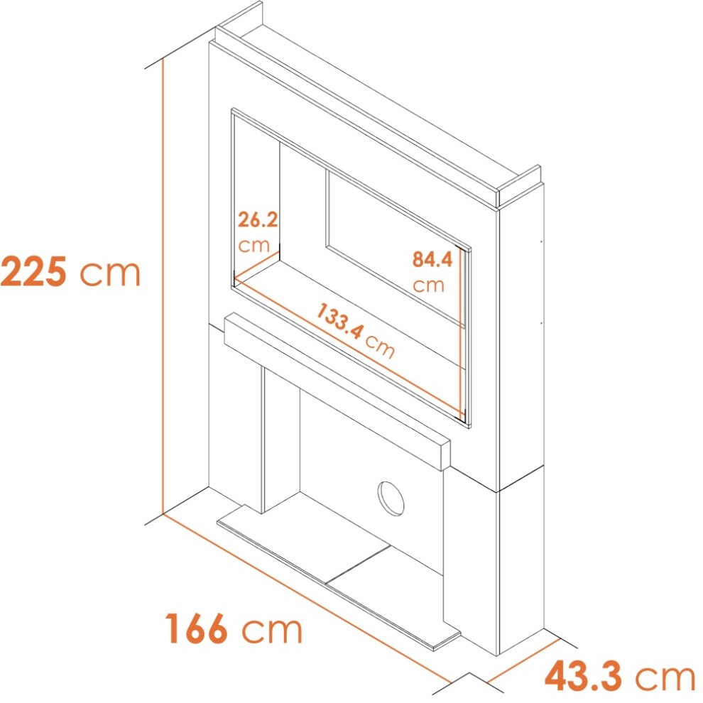 Acantha Pre-Built Stove Media Wall 2 with OKO Charcoal Grey S3 Bio Ethanol Stove 65 inch - image 5