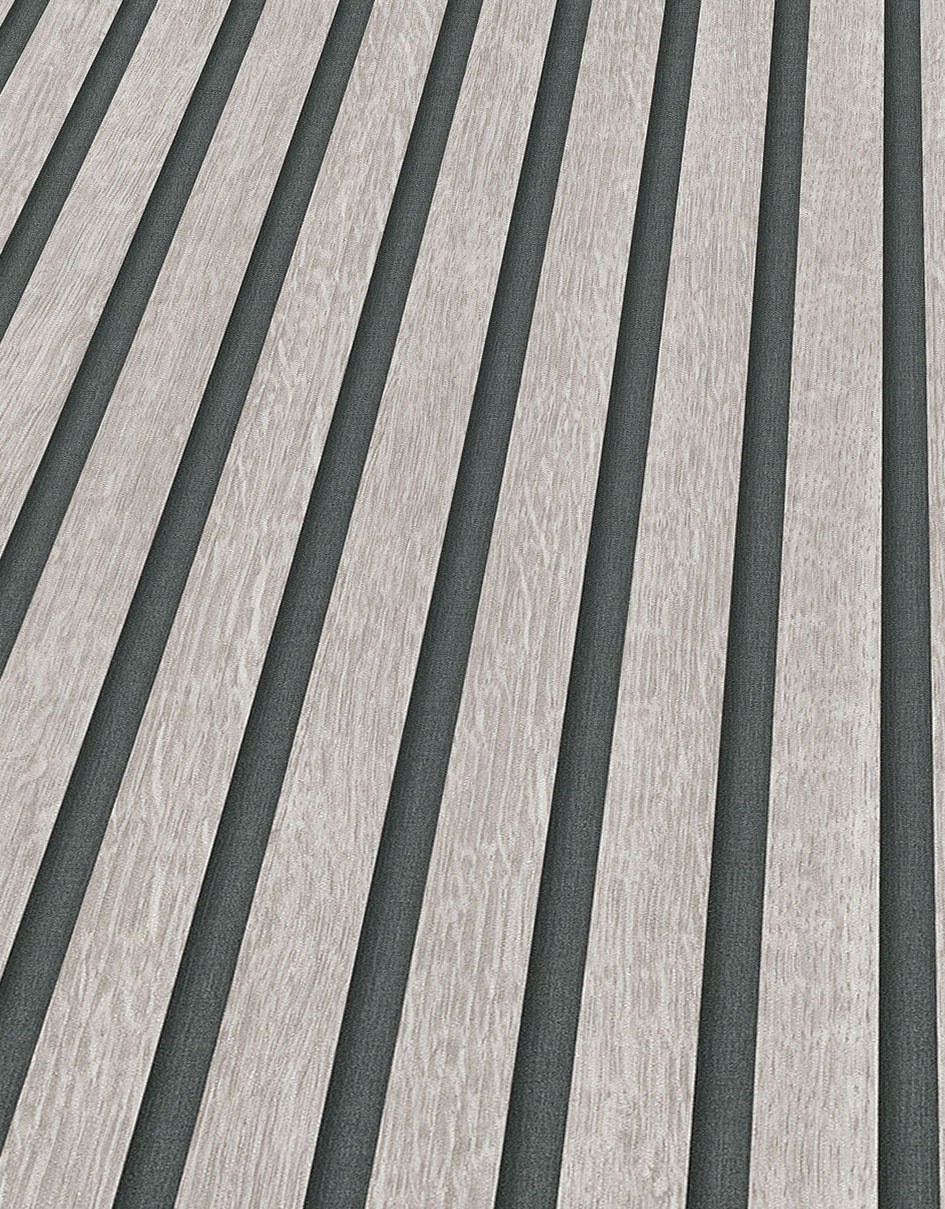 Acoustic Panel Wood Slat Realistic Taupe Wallpaper - image 3