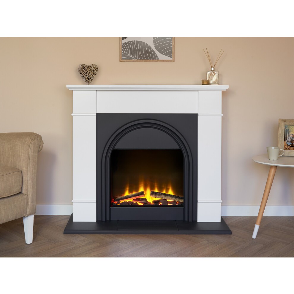 Adam Chesterfield 3D LED Flame Effect Electric Fireplace Suite White and Charcoal Grey 44 inch - image 5