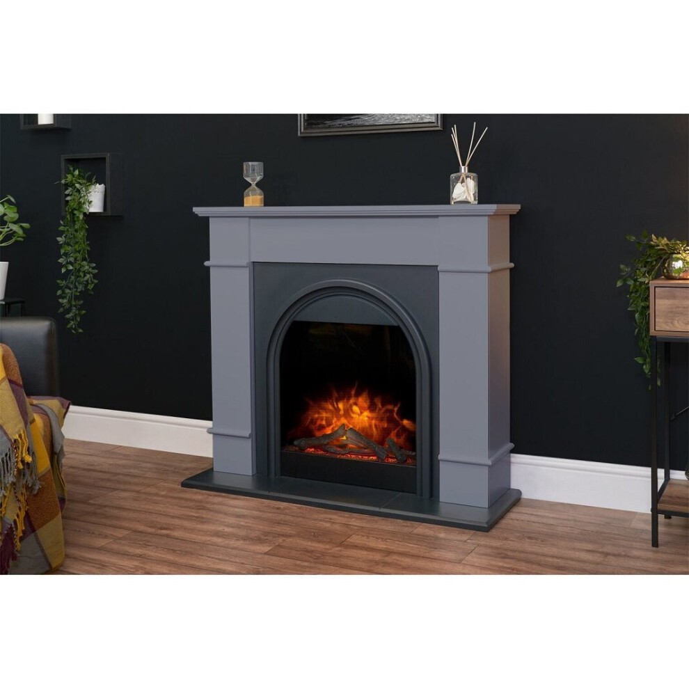 Adam Chesterfield Grey and Charcoal Grey Electric Fireplace Suite 44 inch - image 2