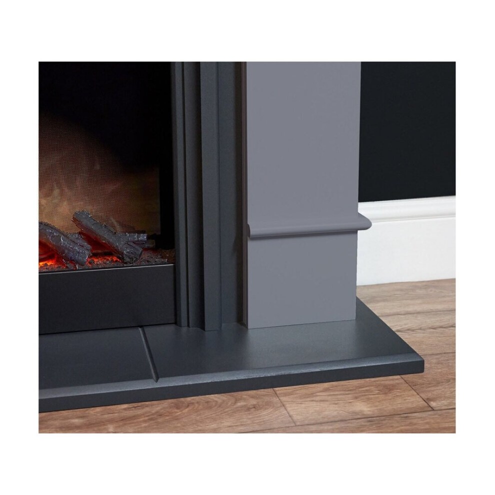 Adam Chesterfield Grey and Charcoal Grey Electric Fireplace Suite 44 inch - image 3