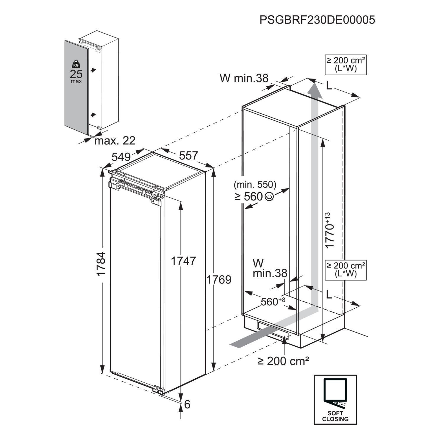 AEG NSK6D181EC 6000 Series Built In 177cm Tall Larder Fridge - image 5