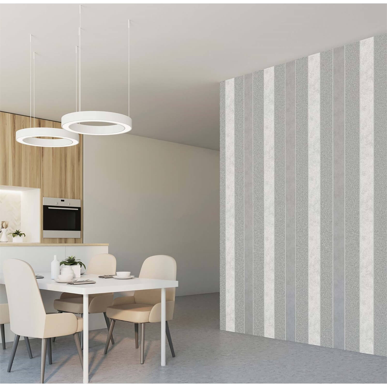 Arthouse Calico Stripe Grey Wallpaper - image 4