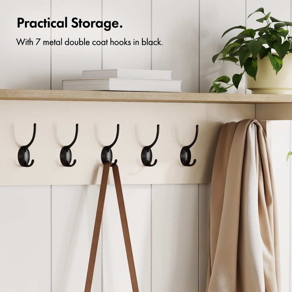 Ash Wall Mounted Coat Rack with Shelf - Cream - image 3