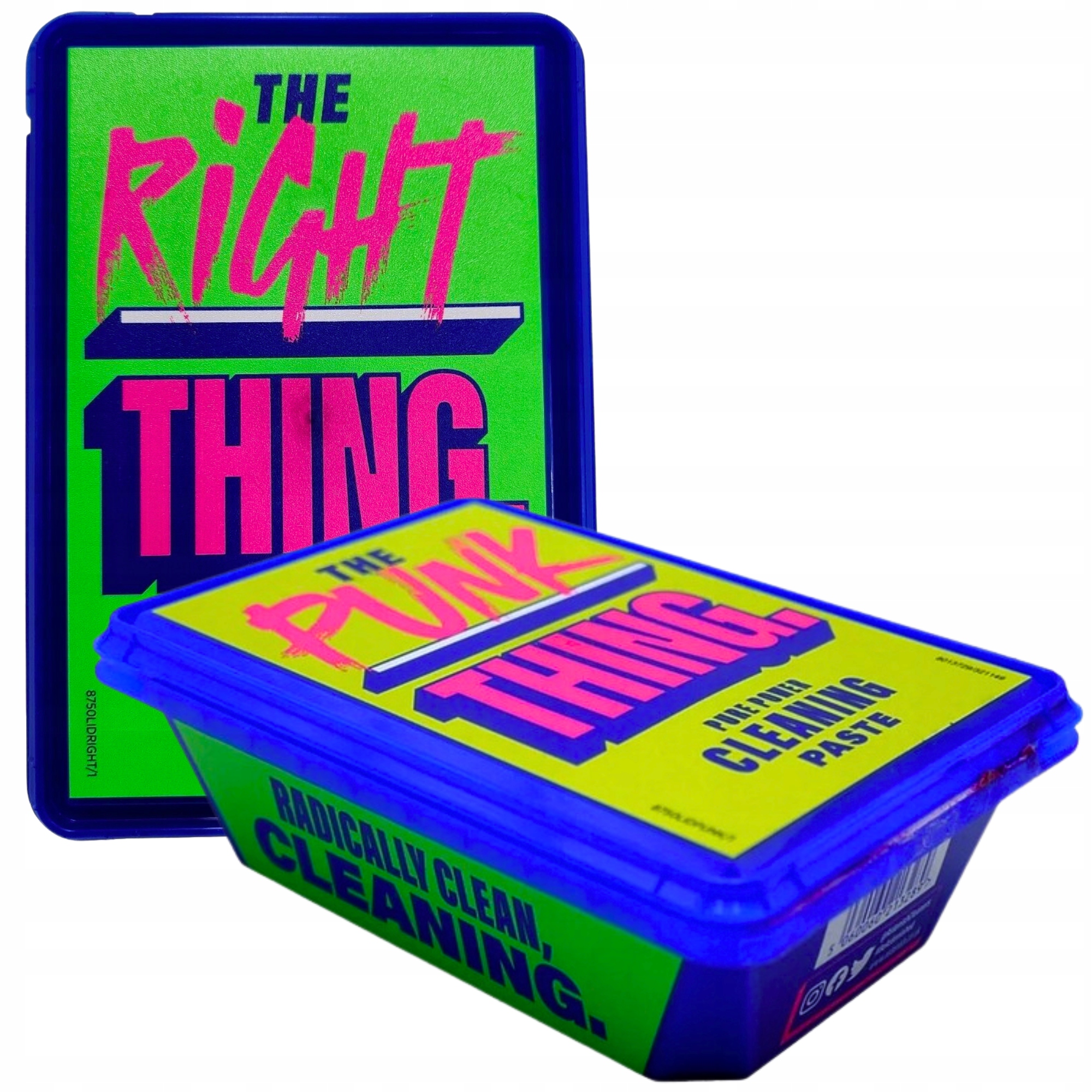 Brightly colored packaging featuring bold text in pink and green, showcasing "Astonish the Thing Power Cleaning Paste" in a blue container with a 450g label.