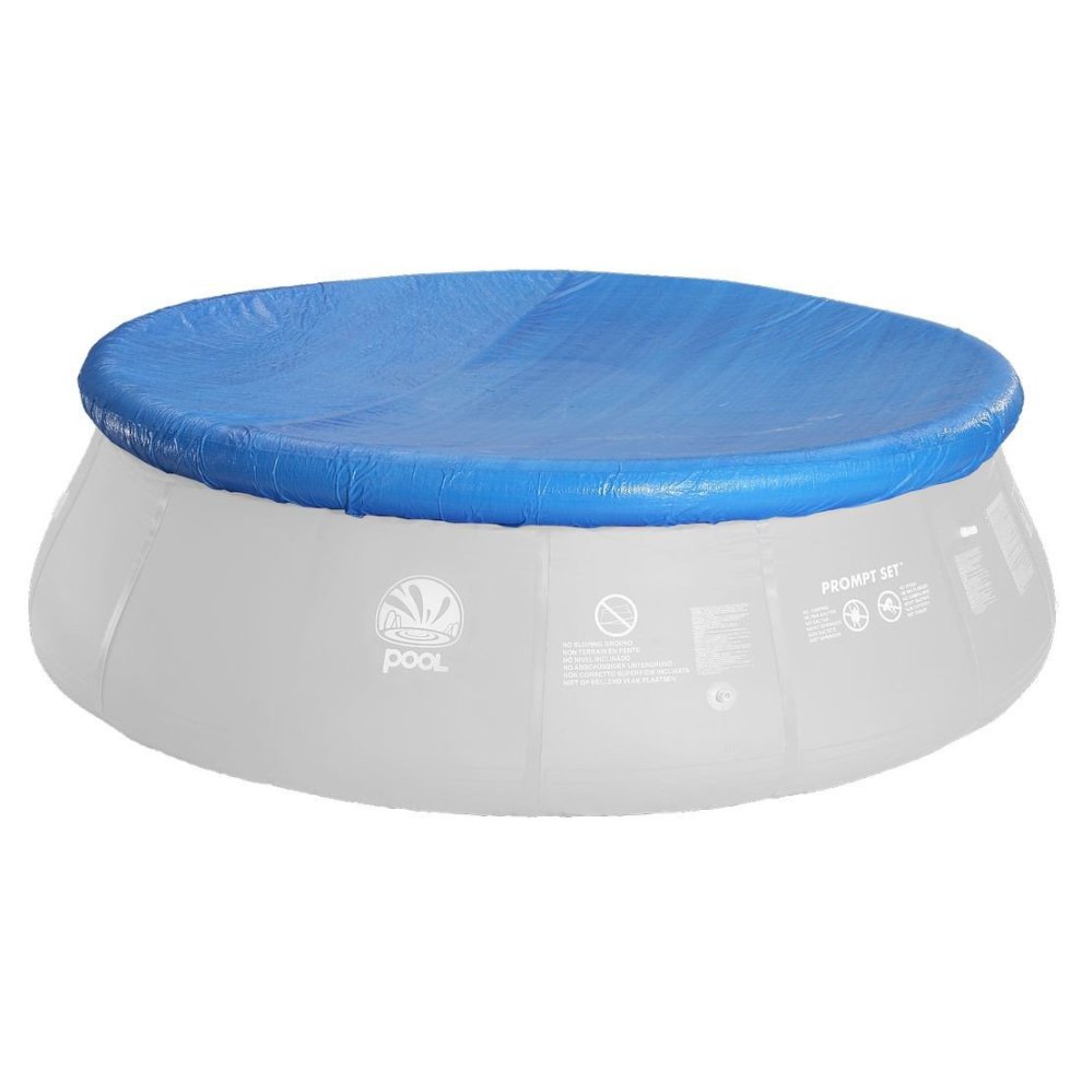 Round pool cover in vibrant blue, designed for Jilong PC 360 PSP Prompt Set Pools, featuring a durable material that fits securely over the pool's top.
