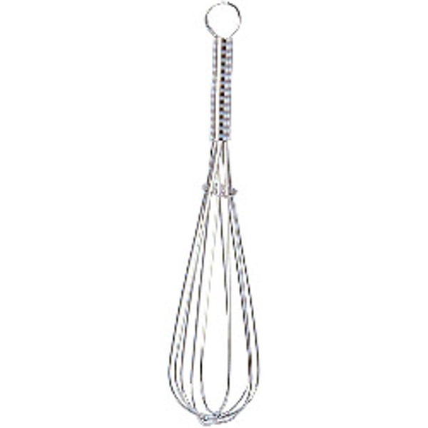 Chrome balloon whisk by Chef Aid, measuring 20.5cm, featuring a sturdy handle and multiple wire loops for efficient mixing and whisking.