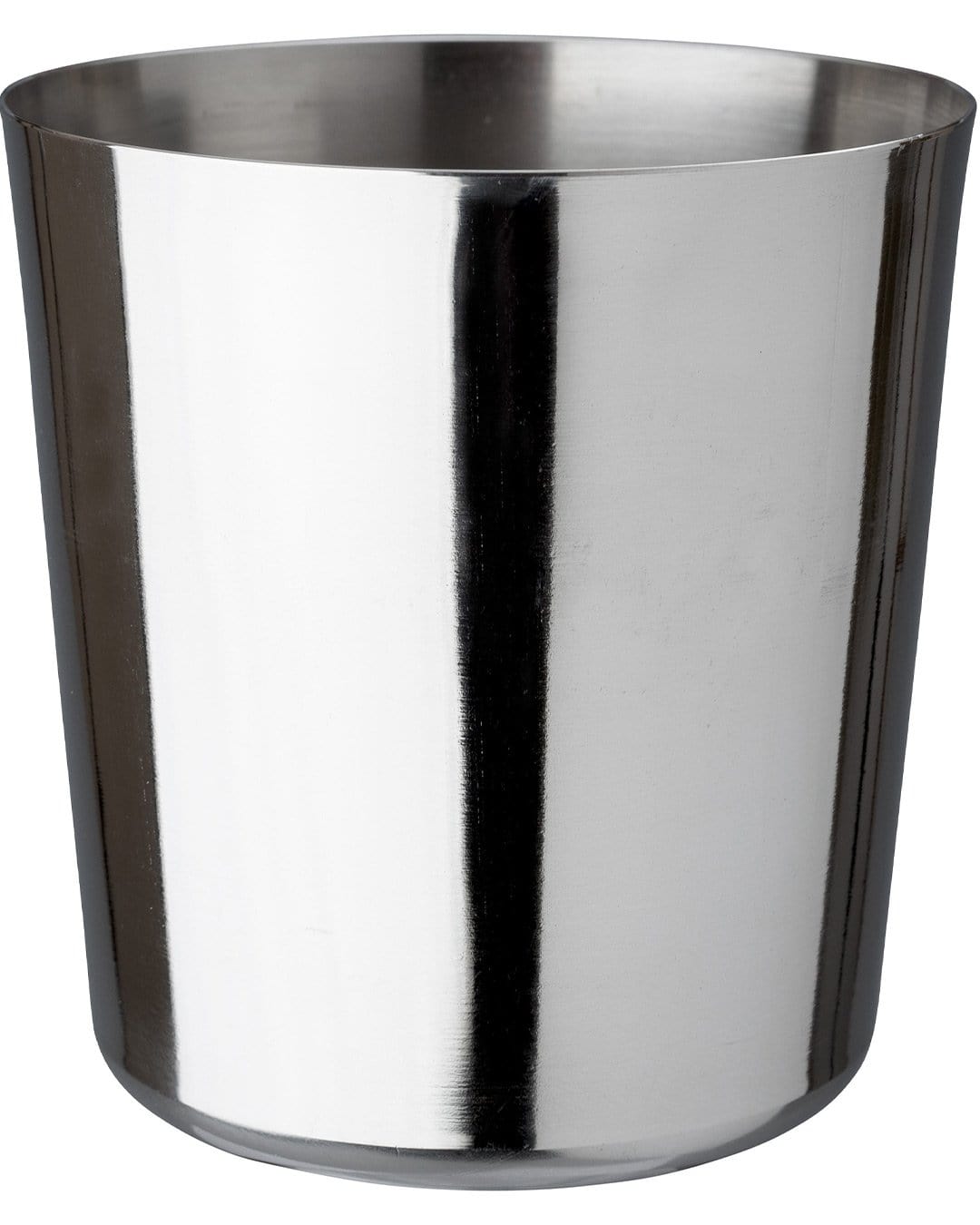 Polished stainless steel Beaumont Appetiser Cup, measuring 8.5cm x 8.5cm, featuring a sleek, shiny surface and a simple cylindrical design.