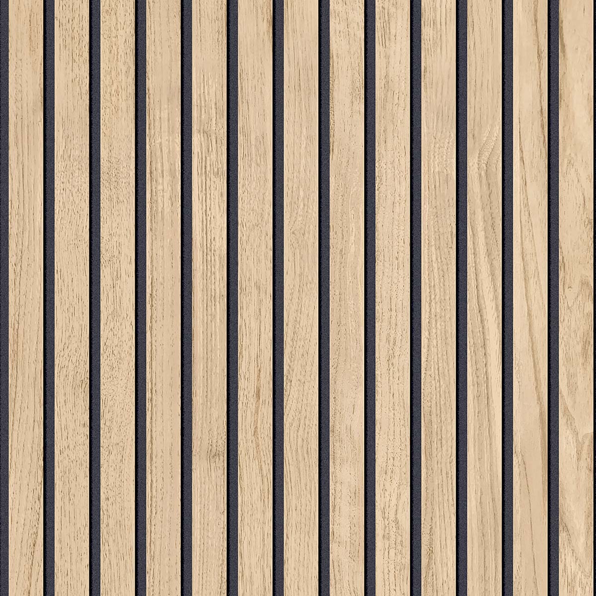 Light brown wood wallpaper featuring vertical stripes with a natural wood grain texture, accented by thin black lines for added depth and contrast.