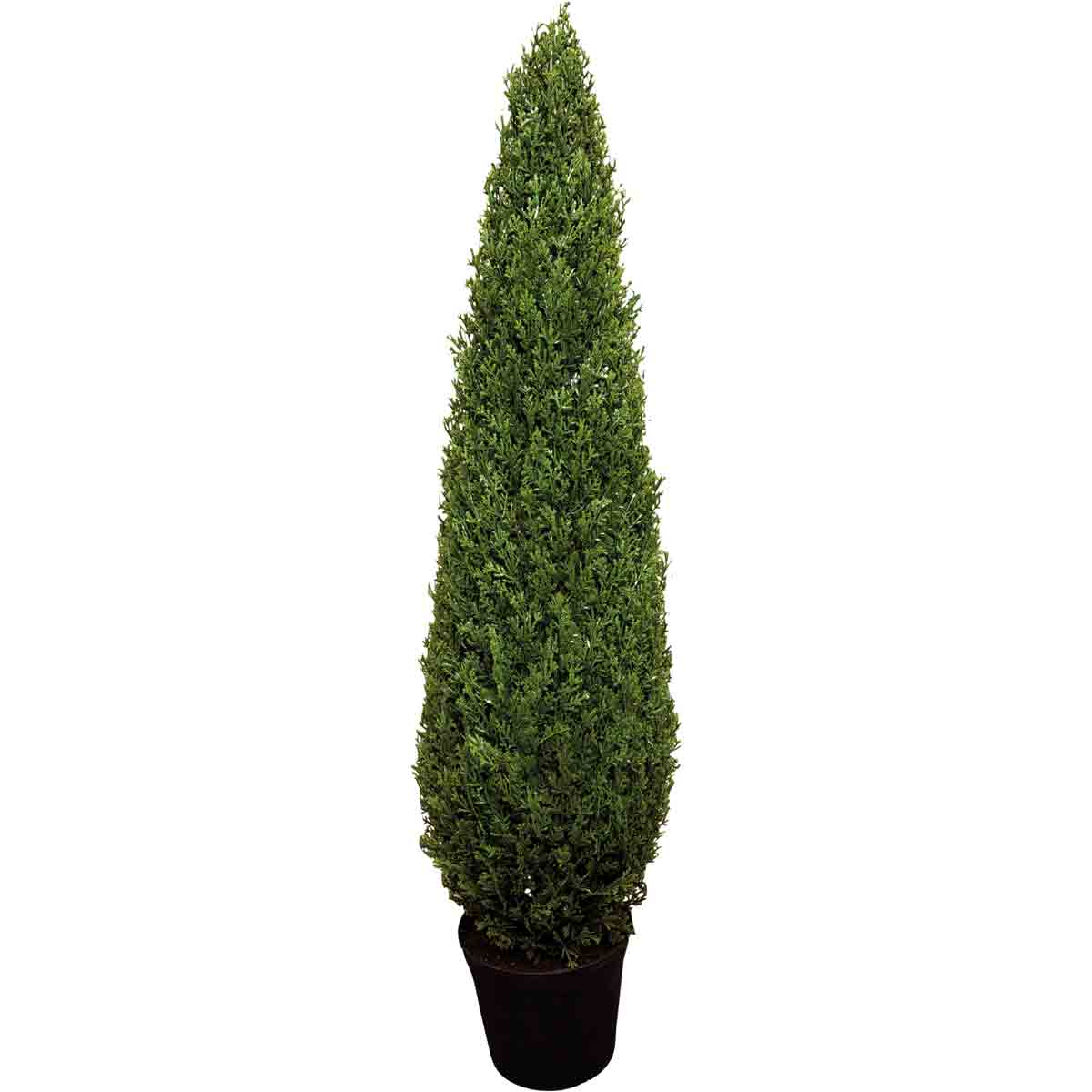 90cm tall artificial topiary tree in a conical shape, featuring lush green foliage, set in a simple black pot, ideal for indoor or outdoor decoration.