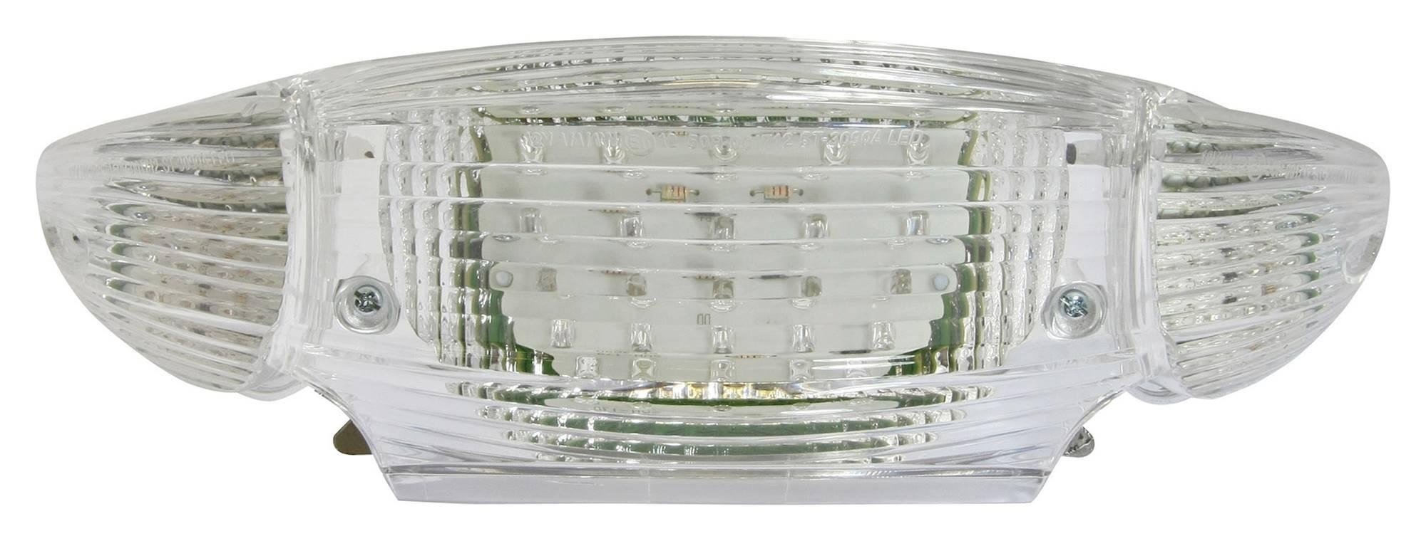 LED rear tail light with clear lens, featuring integral indicators, designed for Honda CBF1000 (2010-2015), showcasing a sleek, transparent plastic housing with multiple LED lights.