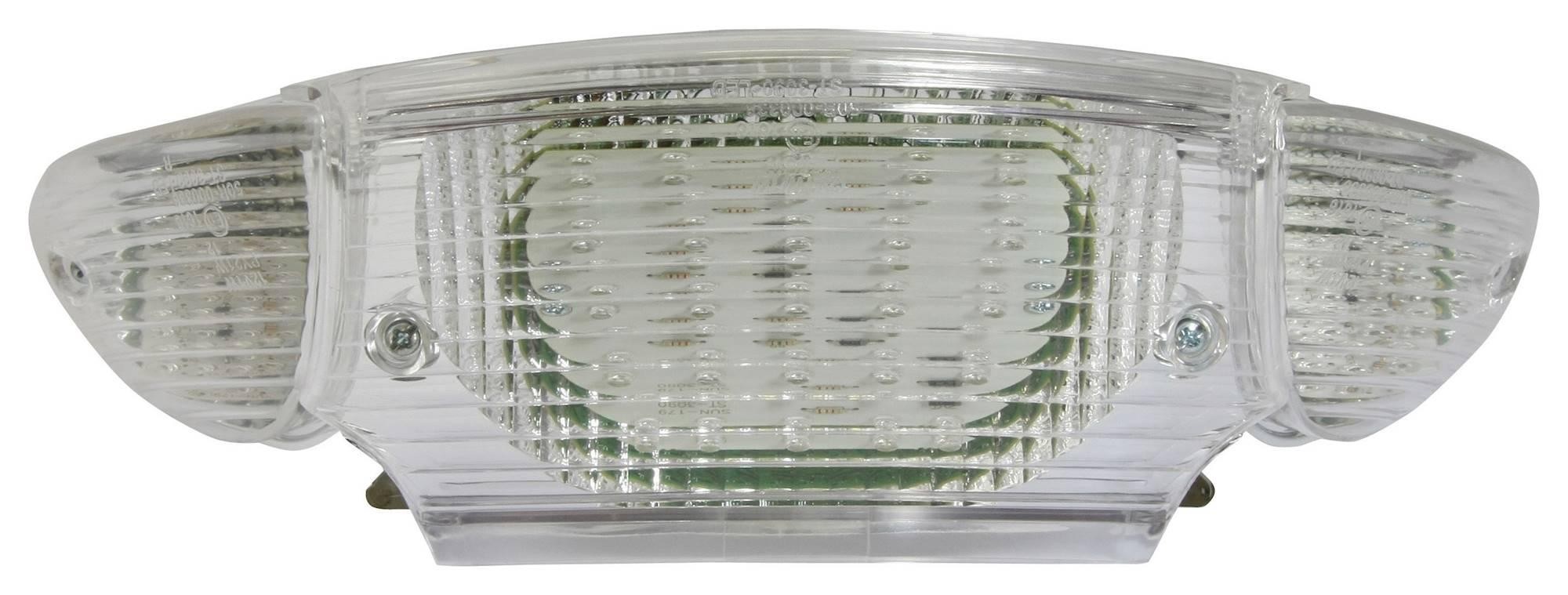 Clear plastic LED rear tail light with integral indicators, featuring a ribbed design and multiple light segments, designed for Honda CBF600N models from 2007 to 2011.