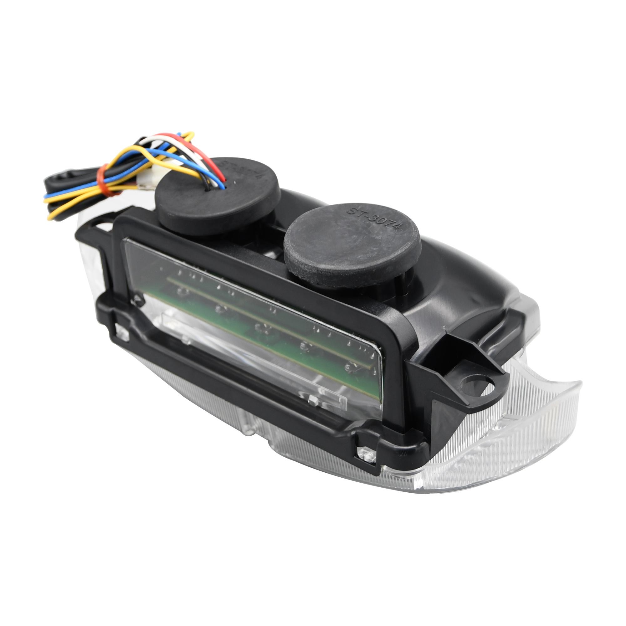 LED rear tail light with clear lens, featuring integral indicators, black plastic housing, and wiring harness, designed for Honda CBR900RR 1999 model.