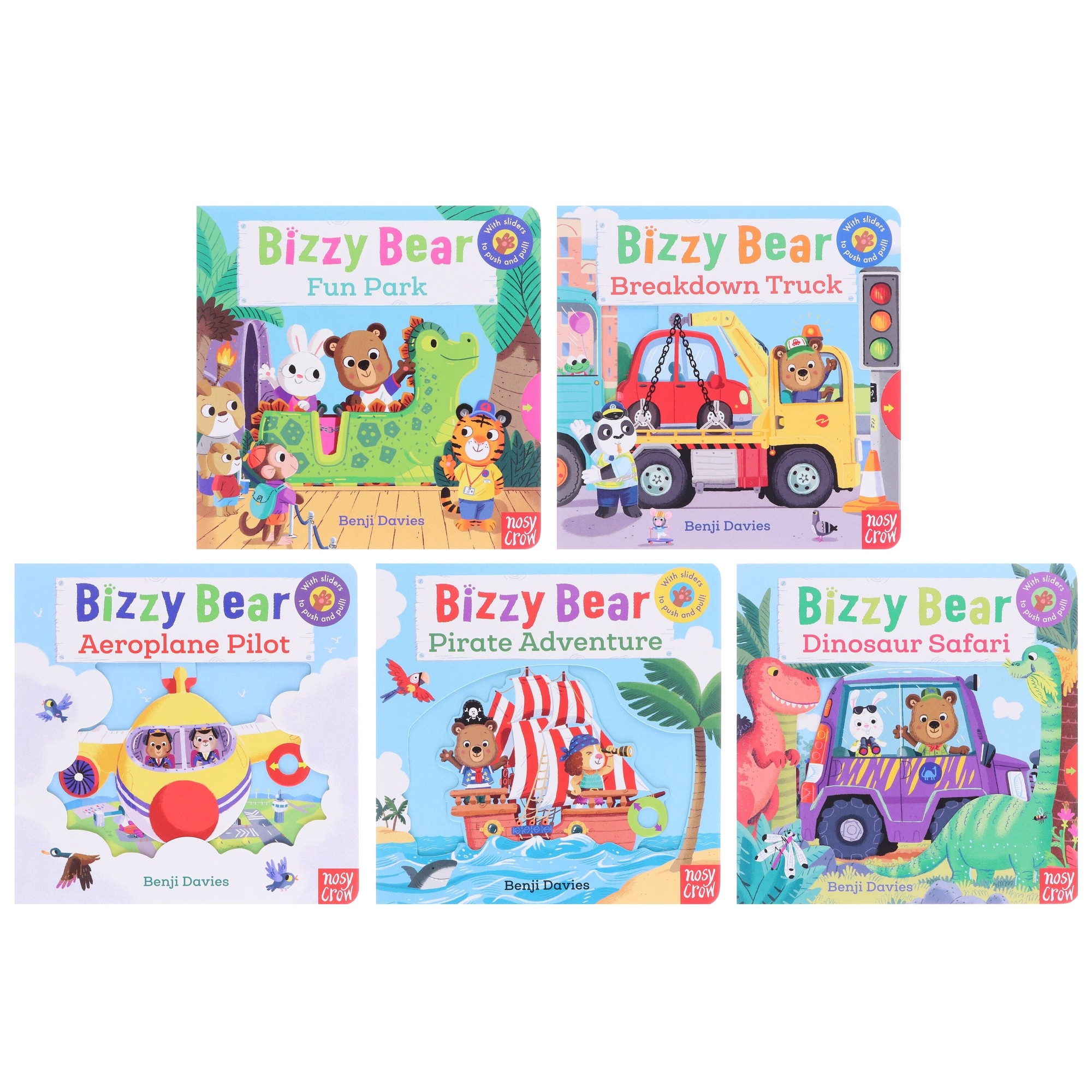 Bizzy Bear Series 5 Book Set By Push Fun Park Breakdown Truck Aeroplane Pilot Dinosaur Safari - image 2