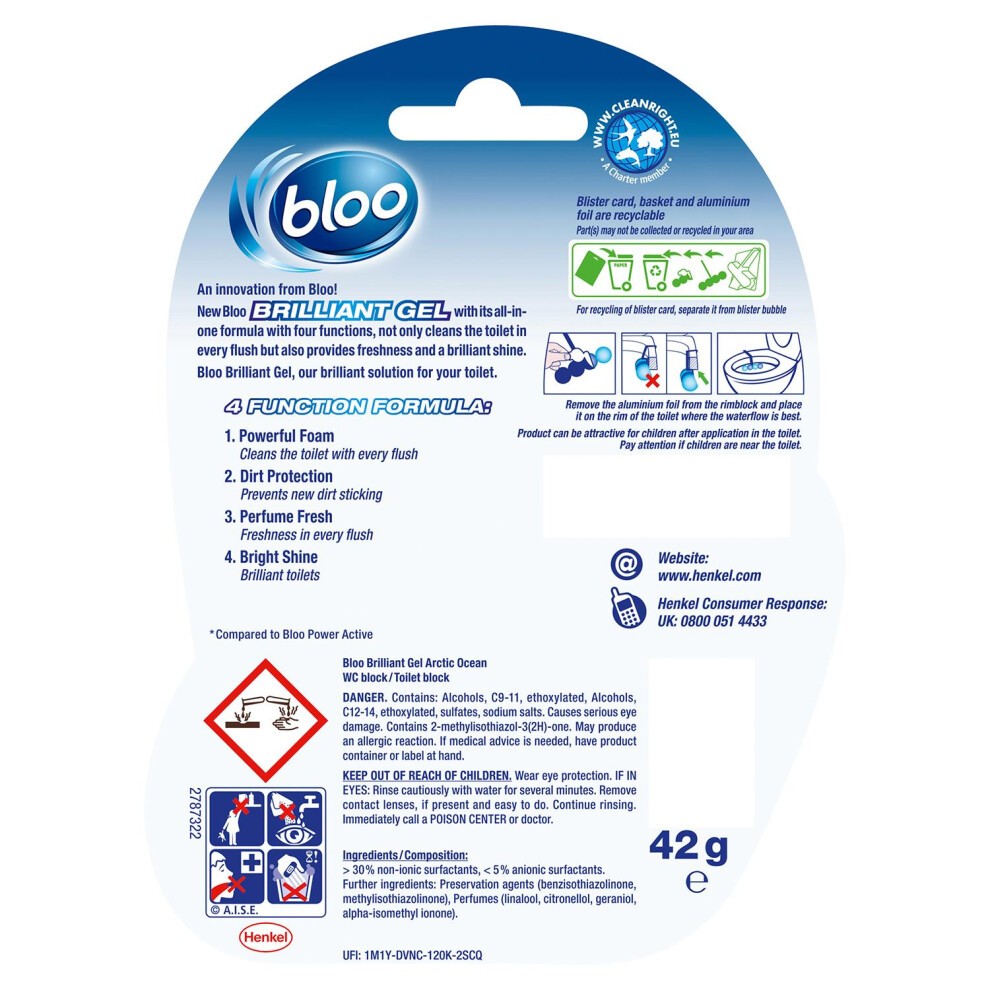 Bloo Brilliant Gel Arctic Ocean Scent Toilet Rim Block 42g 7 Pack - image 3