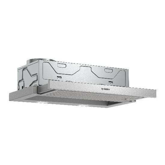 Bosch DFM063W56B Series 2 telescopic extractor hood in silver, featuring a sleek stainless steel design, mesh filter, and a compact 60cm width for efficient kitchen ventilation.