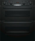 Bosch NBS533BB0B Series 4 built under electric double oven in sleek black, featuring two oven compartments, control knobs, and a minimalist design.