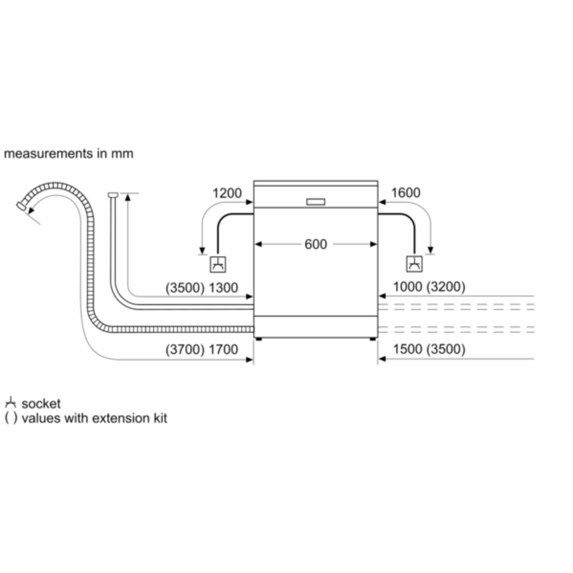 Bosch Series 6 freestanding silver dishwasher featuring smart Wi-Fi, B-rating, and capacity for 14 place settings, with detailed measurements and installation guidelines.