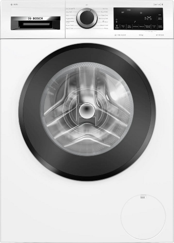 Bosch WGG254Z0GB Series 6 washing machine in white, featuring a large glass door, digital display, control knob, and a 10kg capacity with 1400 RPM spin speed.