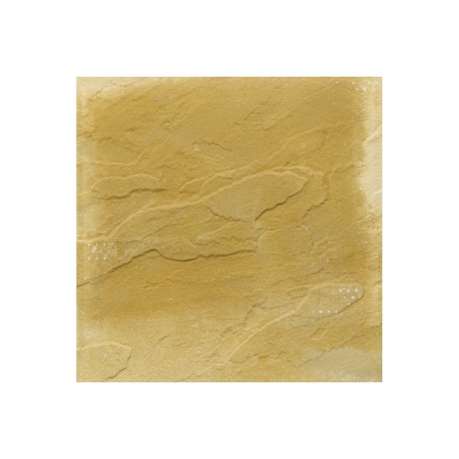 Buff-colored riven paving slab with a textured surface, measuring 600mm x 600mm x 35mm, designed for outdoor use by Bradstone.