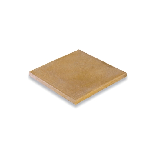 Smooth buff paving slab in a square shape, measuring 450x450x32mm, featuring a light beige color and a textured surface for outdoor use.
