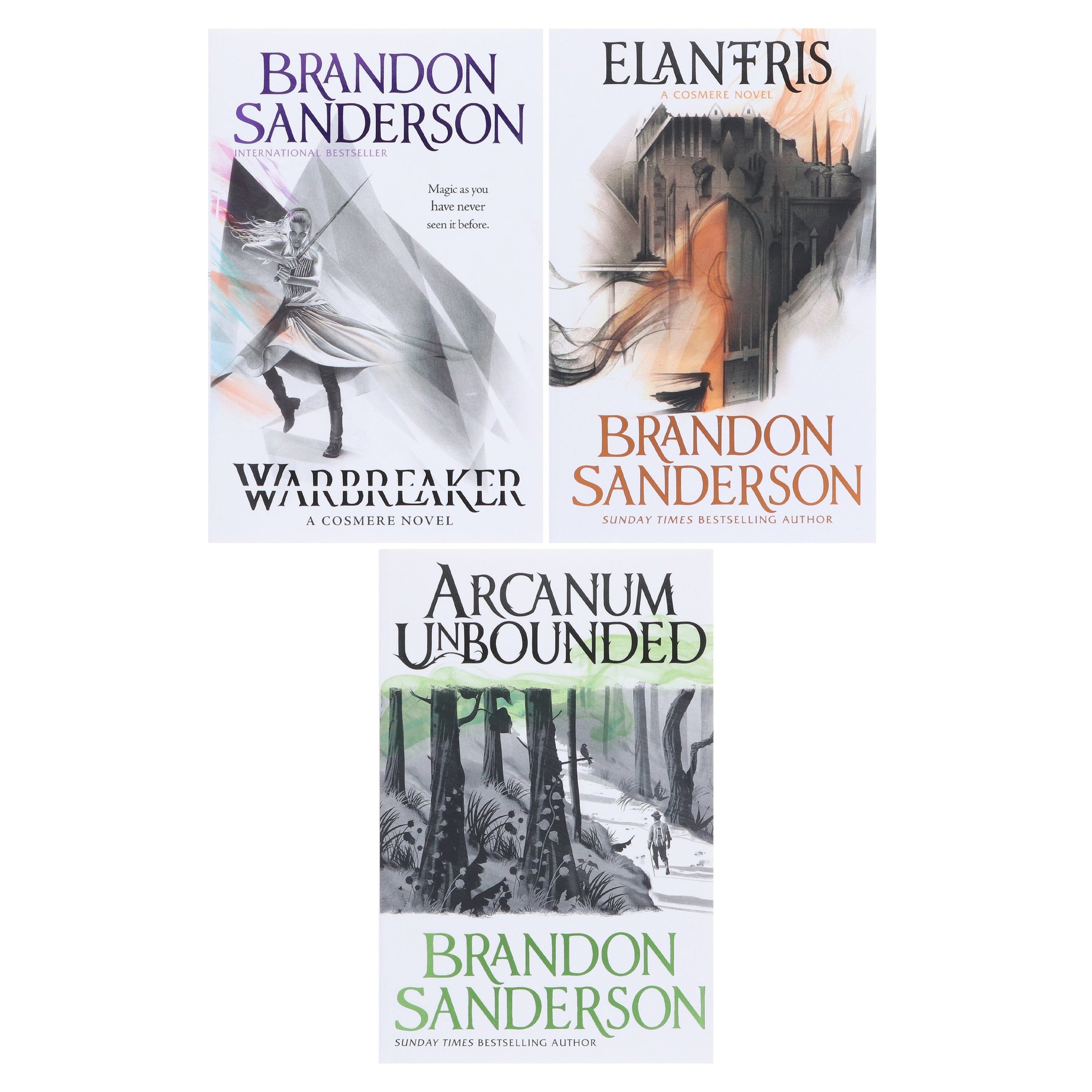 Brandon Sanderson 3 Book Set Arcanum Unbounded Cosmere Elantris Warbreaker Paperback Edition - image 2