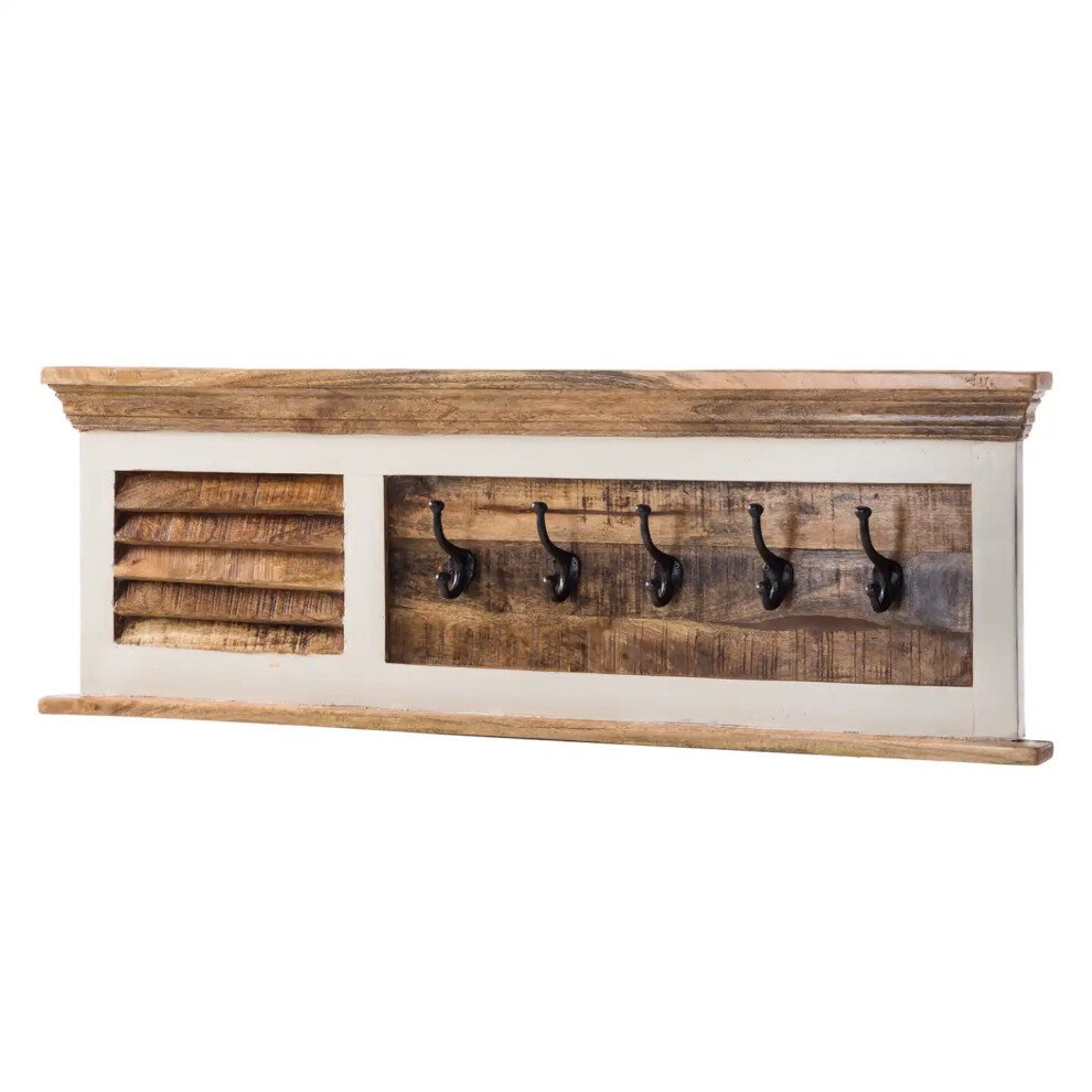 Brooklyn Alfie Single Door 2 Shelf Wooden Shoe Rack and Hanger Wall Hook Set - image 2