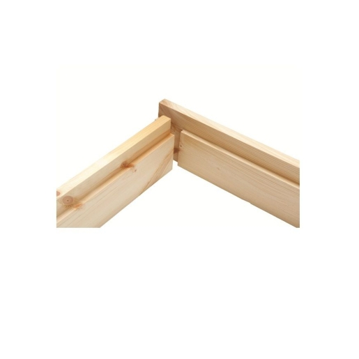 Redwood rebated door casing set in a natural wood finish, featuring two pieces with a 38 x 115mm profile and a 762mm length, designed for clean corner joints.