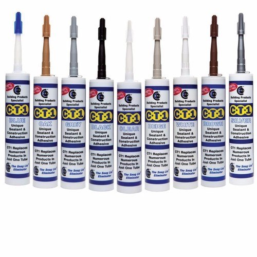 C-Tec CT1 Multi-Purpose Adhesive Sealant in oak color, featuring a sleek tube design with a precision nozzle and various color options displayed alongside.
