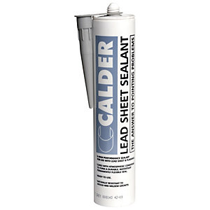Calder Lead Sheet Sealant in a white tube with a gray nozzle, featuring blue text and branding, designed for sealing lead sheets.