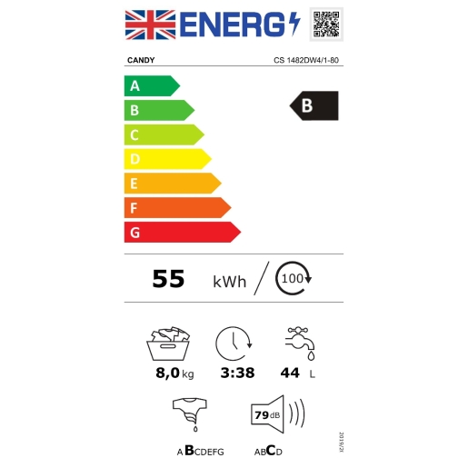 Candy CS1482DW4 8KG 1400RPM B Rated White Washing Machine - image 2