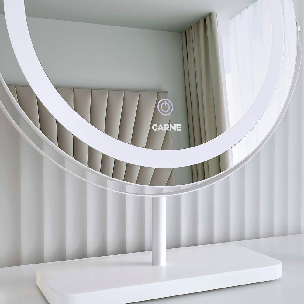 CARME Home Ava White Marble Touch Sensor LED Light Mirror - image 2