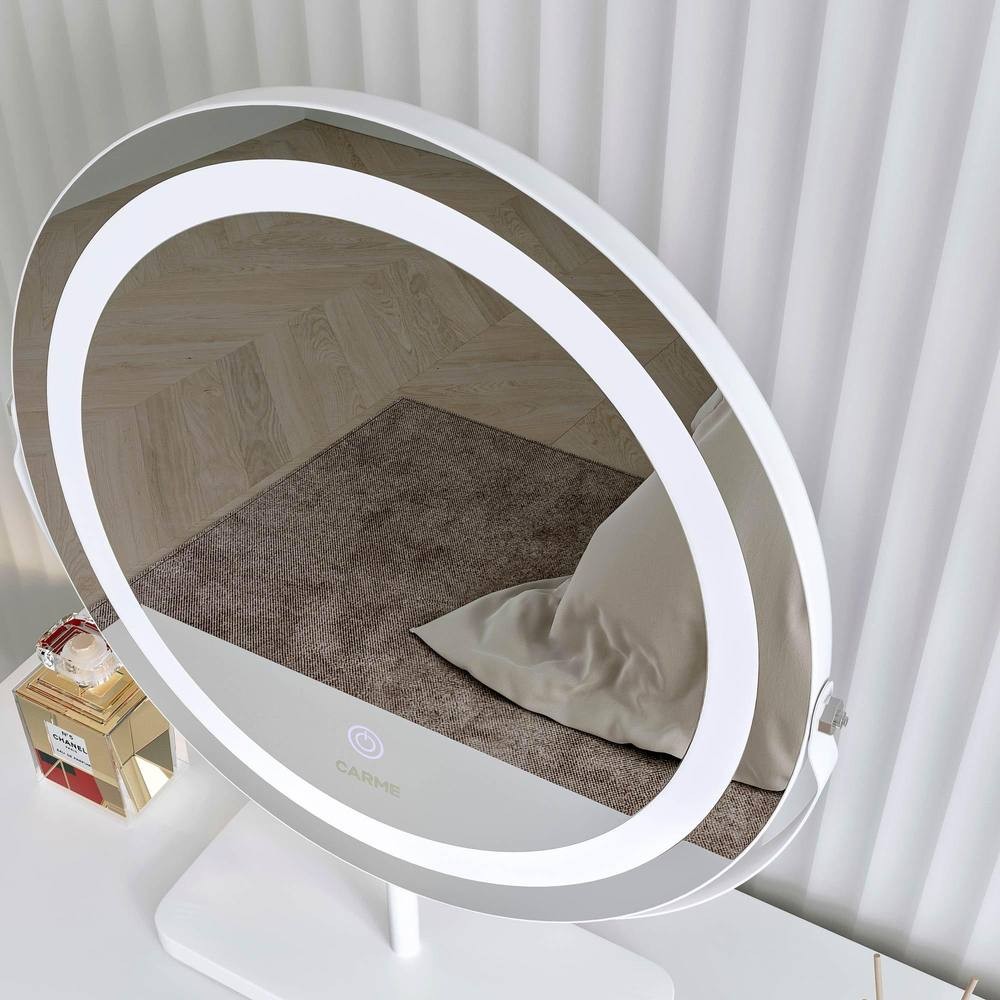 CARME Home Ava White Marble Touch Sensor LED Light Mirror - image 3