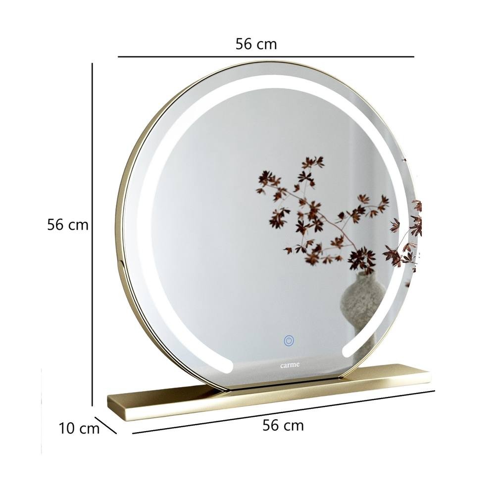 CARME Home Elsie Gold Large LED Touch Sensor Makeup Mirror 55cm - image 3