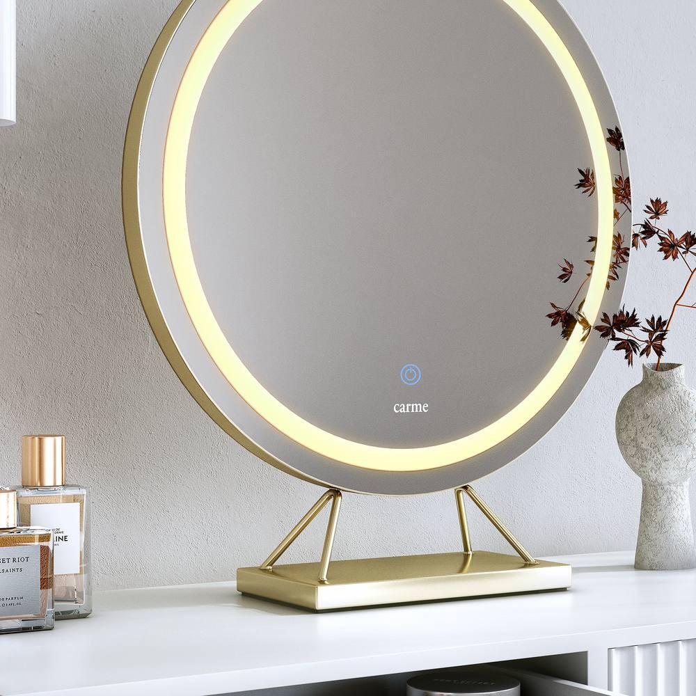 CARME Home Evie Gold Frameless Touch Sensor LED Light Mirror - image 2