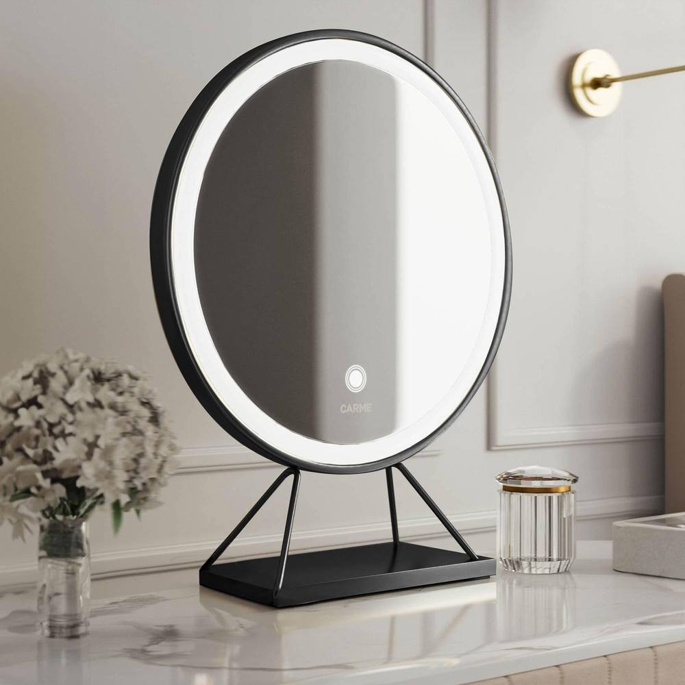 CARME Home Lucia Large Black Frame Touch Sensor LED Makeup Mirror - image 2