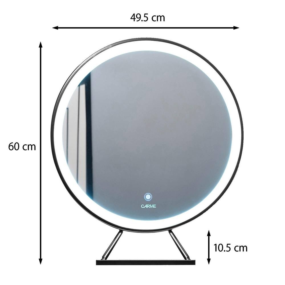 CARME Home Lucia Large Black Frame Touch Sensor LED Makeup Mirror - image 5