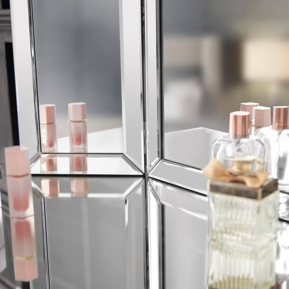 CARME Home Paloma Luxury Silver Tri-Fold Vanity Mirror - image 2