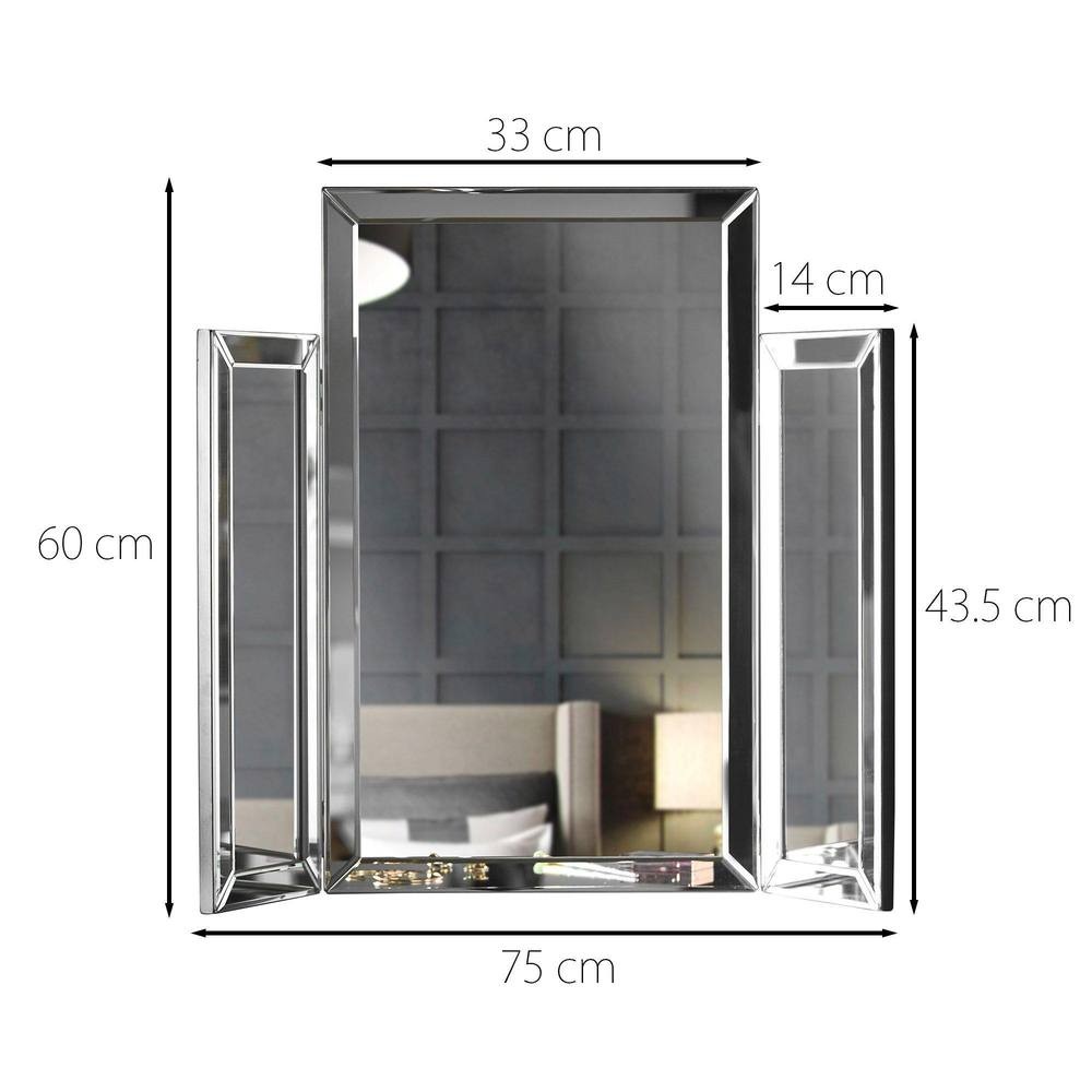 CARME Home Paloma Luxury Silver Tri-Fold Vanity Mirror - image 4