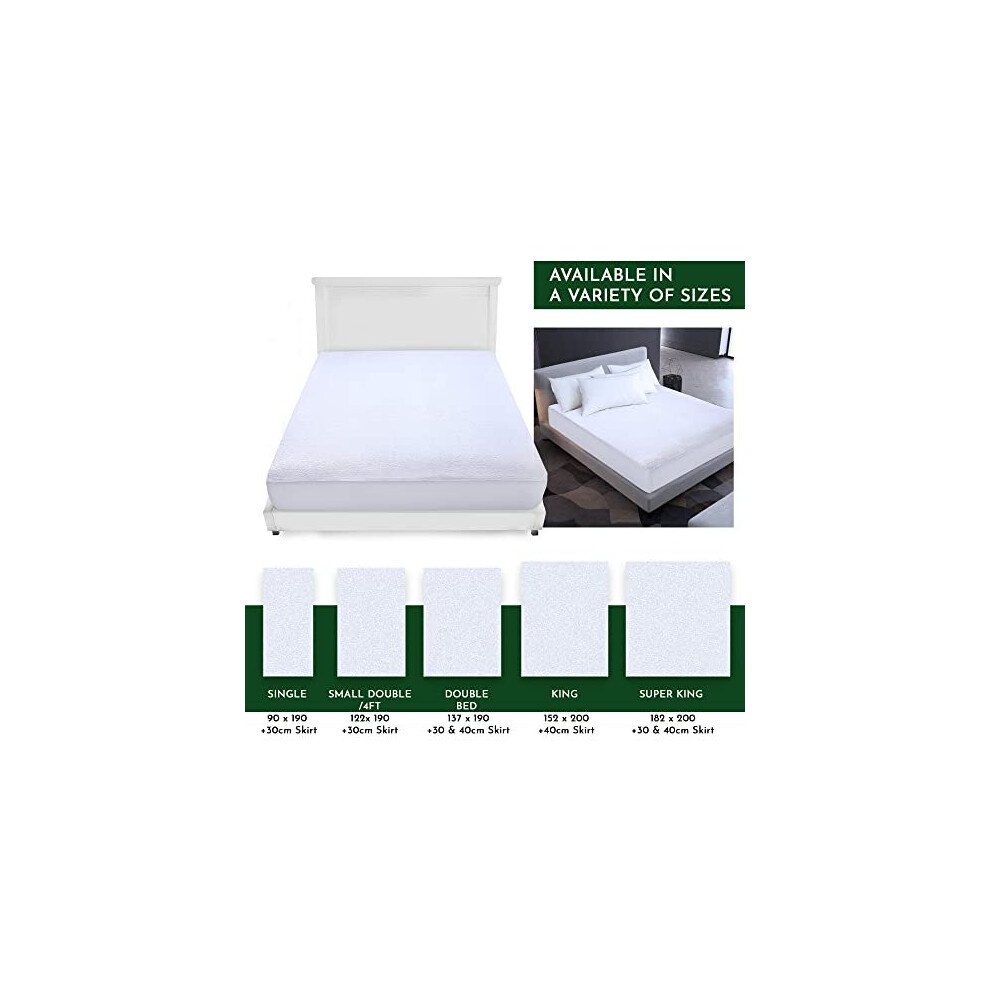 Caroline Shatuik 100% Waterproof Mattress Protector Double-30cm Extra Deep Stretch Skirt Non-Noisy Terry Top Fitted Mattress Protector Double Bed Cover(137x190cm) - image 3