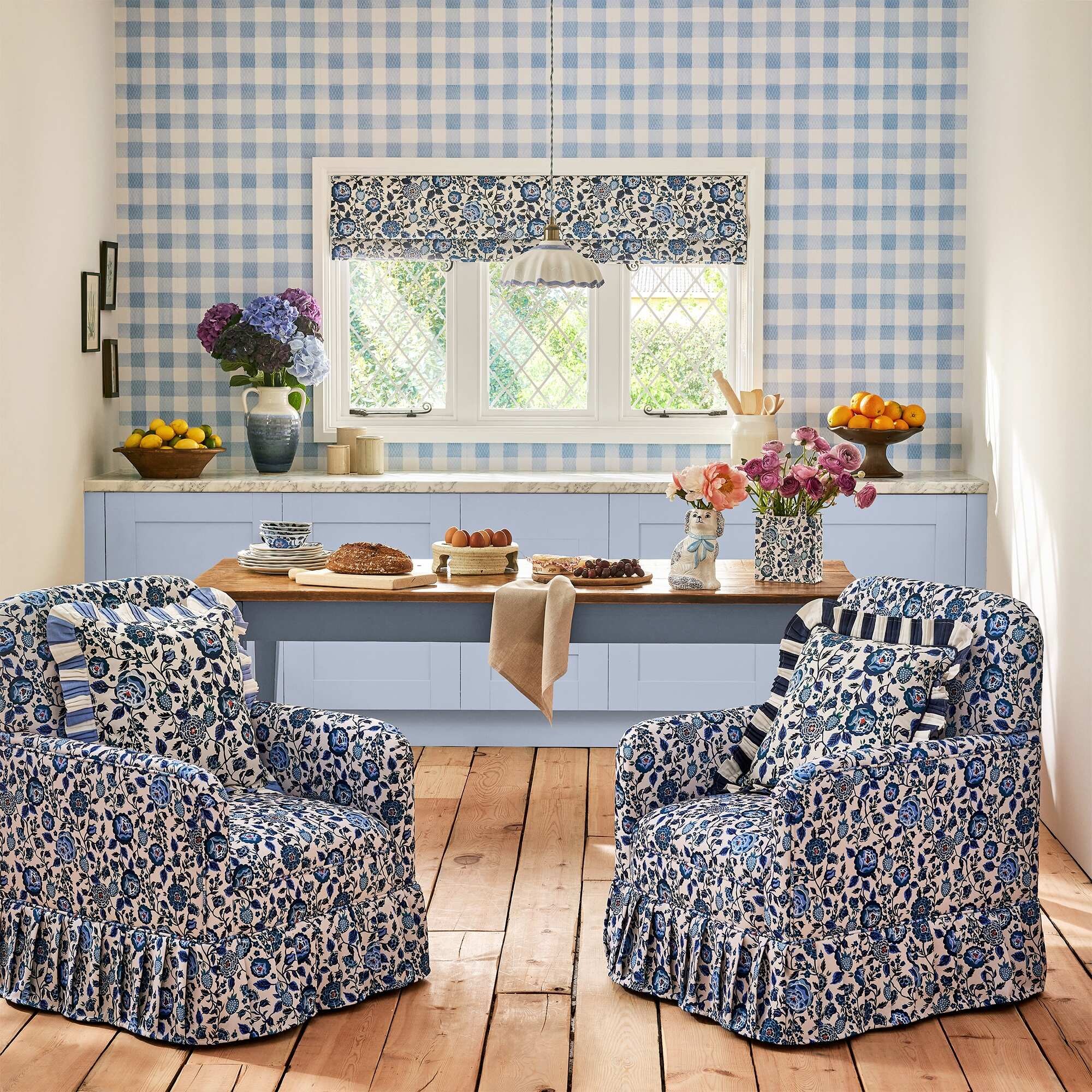Cath Kidston Painted Gingham Blue Wallpaper - image 2