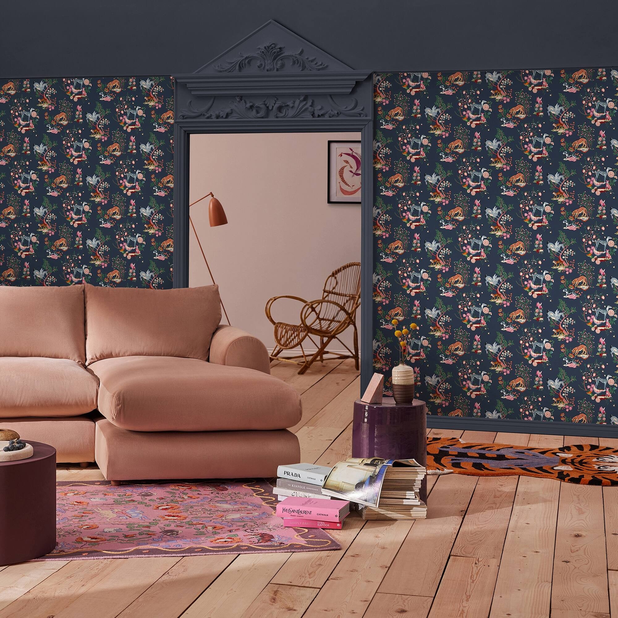 Cath Kidston Painted Kingdom Navy Wallpaper - image 2