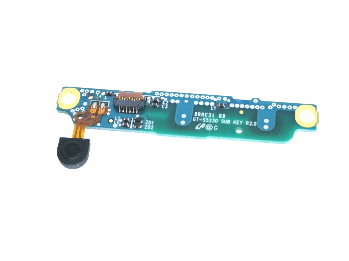 Oryginalna Pytka Klawiatury Samsung S5230 in blue-green plastic with a circuit board layout, featuring a small microphone and key components for mobile device functionality.