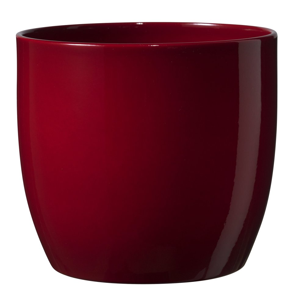 Bordeaux ceramic flower pot with a glossy finish, featuring a rounded shape and dimensions of 16 x 16 x 15 cm, ideal for indoor plants.