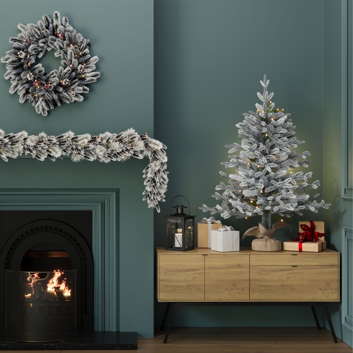 Charles Bentley Luxury Pre-Lit Warm White LED Faux Snowy Christmas Tree 3ft - image 3