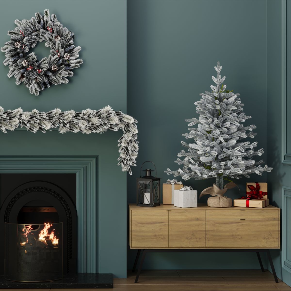 Charles Bentley Luxury Pre-Lit Warm White LED Faux Snowy Christmas Tree 3ft - image 4