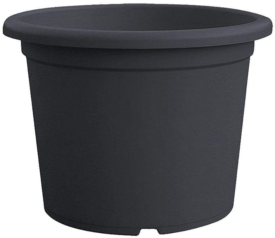 Round plant pot in anthracite color, made of durable material, with a diameter of 300 mm and a smooth, simple design suitable for various plants.