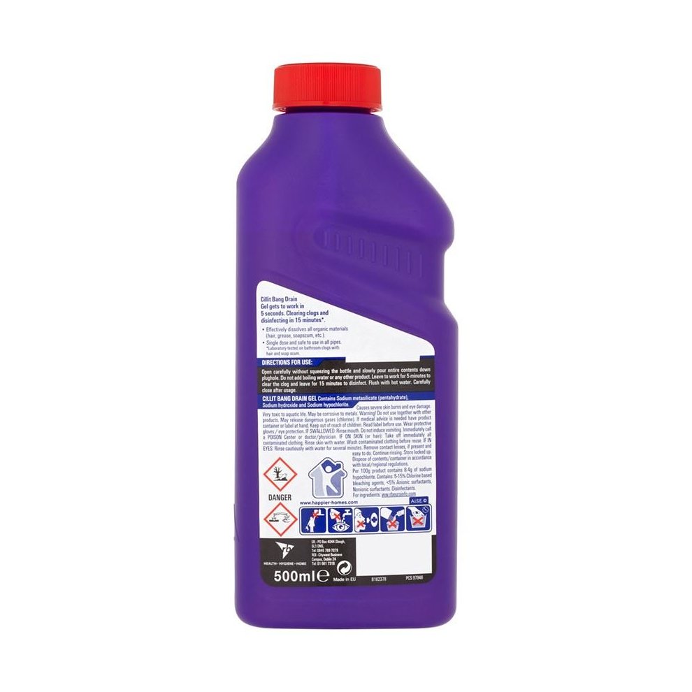 Cillit Bang 3 in 1 Power Cleaner Odour Stop Unblocker Gel 500g - image 2