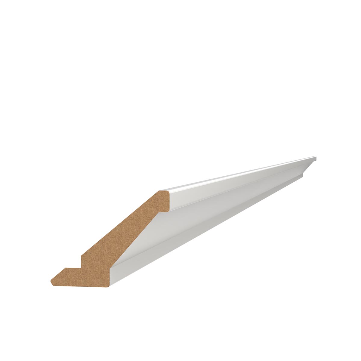 Classic Cornice Shaker in ultra matt white, measuring 2745mm, features a sleek design with a smooth finish and a contrasting beige interior, ideal for modern kitchen aesthetics.